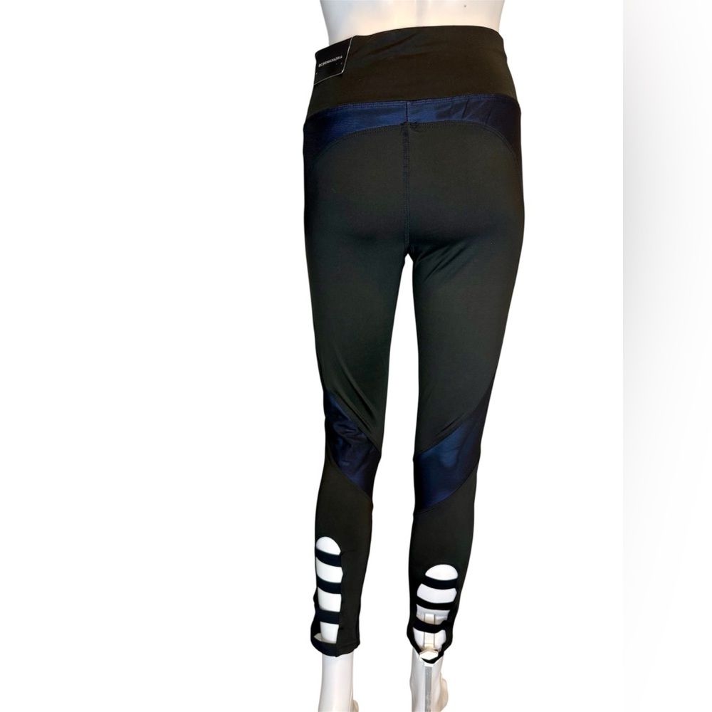 NWT BCBGMaxAzria Leggings Medium Womans Athletic Pants Yoga Black Blue